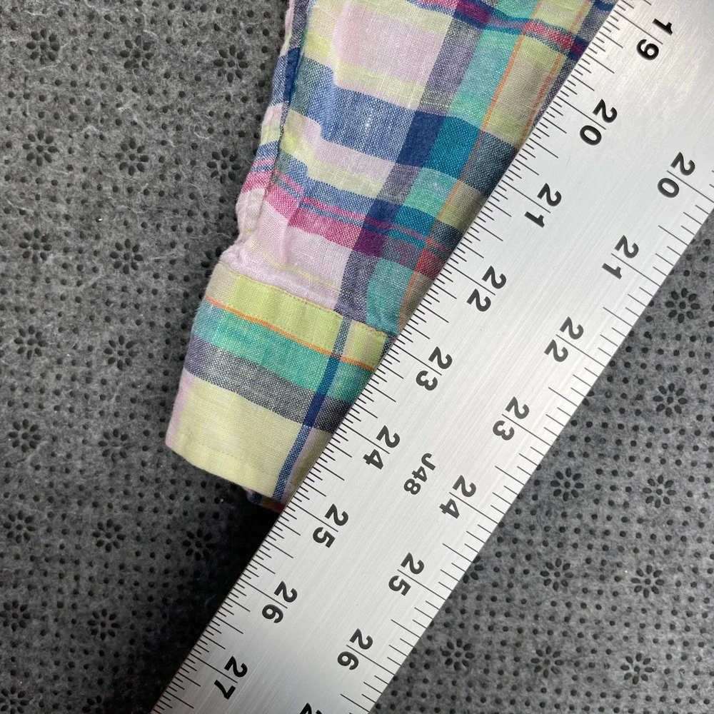 Ralph Lauren Blake Mens XL Linen Plaid Button Down Shirt Multi Color Long Sleeve